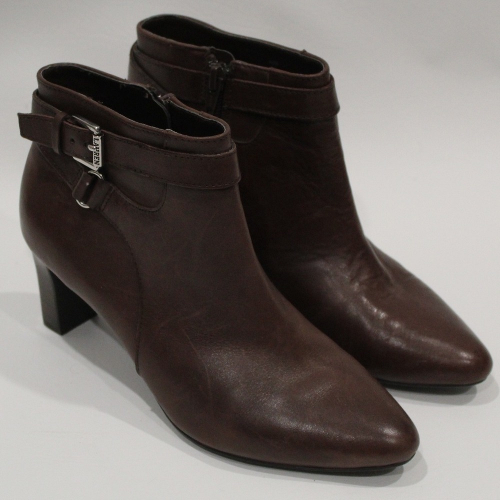 Lauren Ralph Lauren Brown Leather Ankle Booties